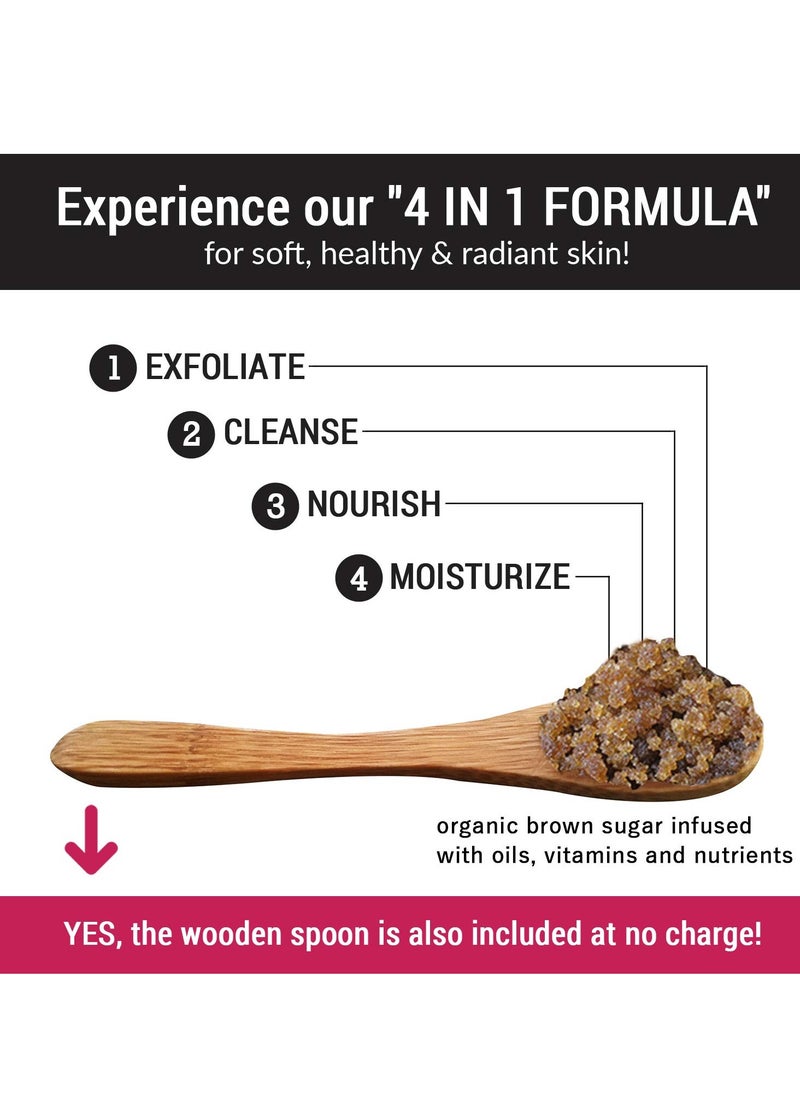 pureSCRUBS - pureSCRUBS Premium Organic Brown Sugar COCONUT FACE & BODY SCRUB Set - Large 16oz, Infused With Organic Essential Oils & Nutrients INCLUDES Wooden Spoon, Loofah & Mini Exfoliating Bar Soap - Image 1