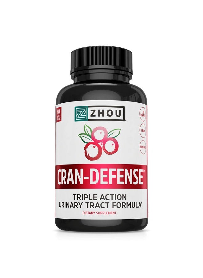 Zhou Nutrition Cran Defense Cranberry Concentrate Urinary Tract Formula Flush Out Impurities And Healthy Bladder Support 3 In 1 Formula Cranberry Extract Dmannose Vitamin C Multi 60 Count  - Image 1