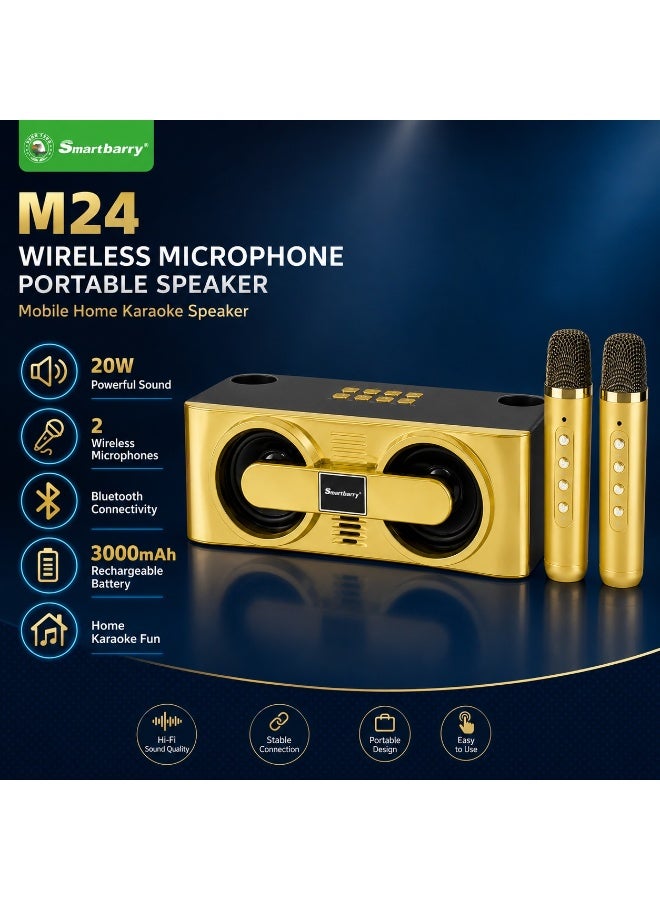 Smartbarry M24 Portable Wireless Karaoke Speaker with Microphone, 20W High Power Sound, 3000mAh Rechargeable Battery, Bluetooth Party Speaker for Home, Travel & Outdoor Music Entertainment - Image 5