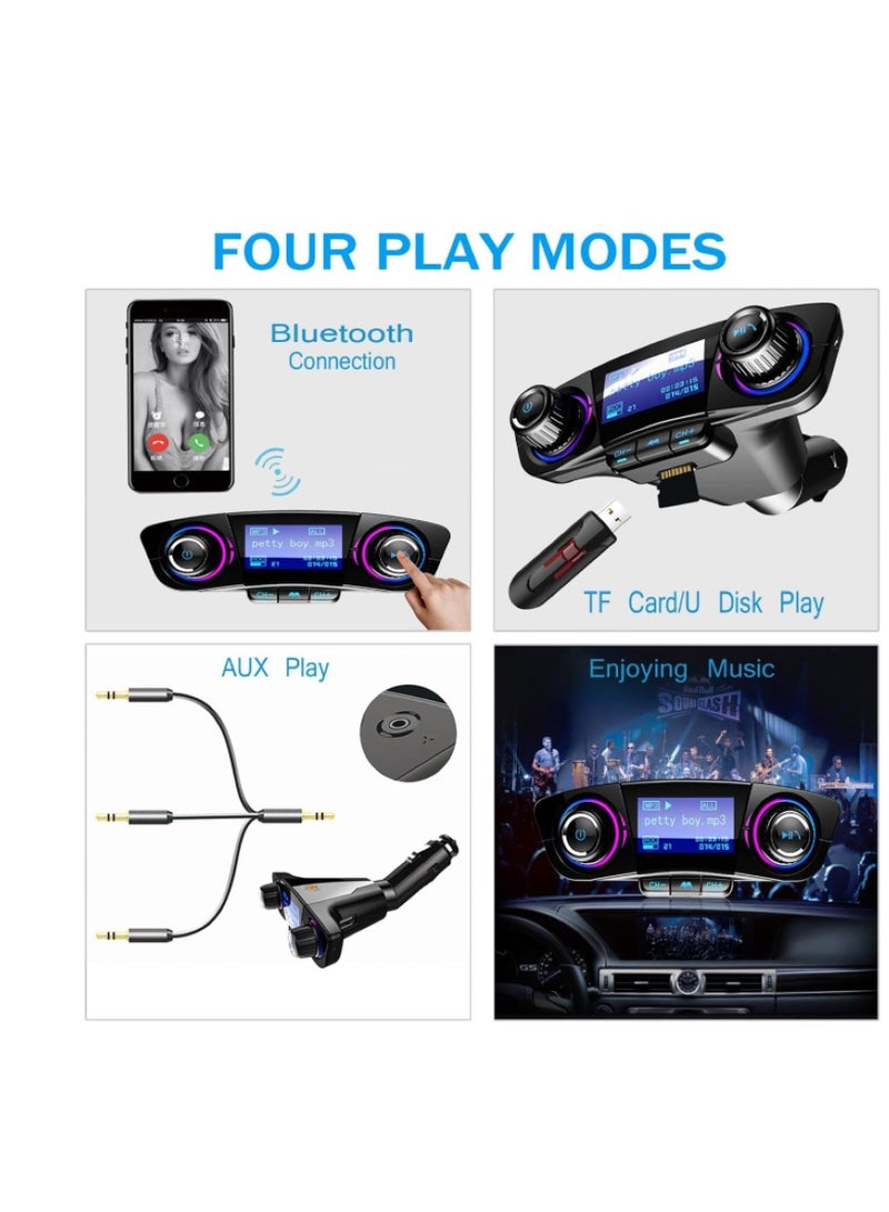 Hands-Free Bluetooth FM Radio Transmitter Dual USB Port MP3 Player Support TF Card and USB Flash Memory - Image 3