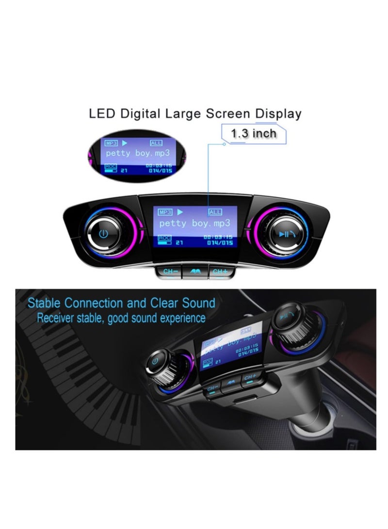Hands-Free Bluetooth FM Radio Transmitter Dual USB Port MP3 Player Support TF Card and USB Flash Memory - Image 5