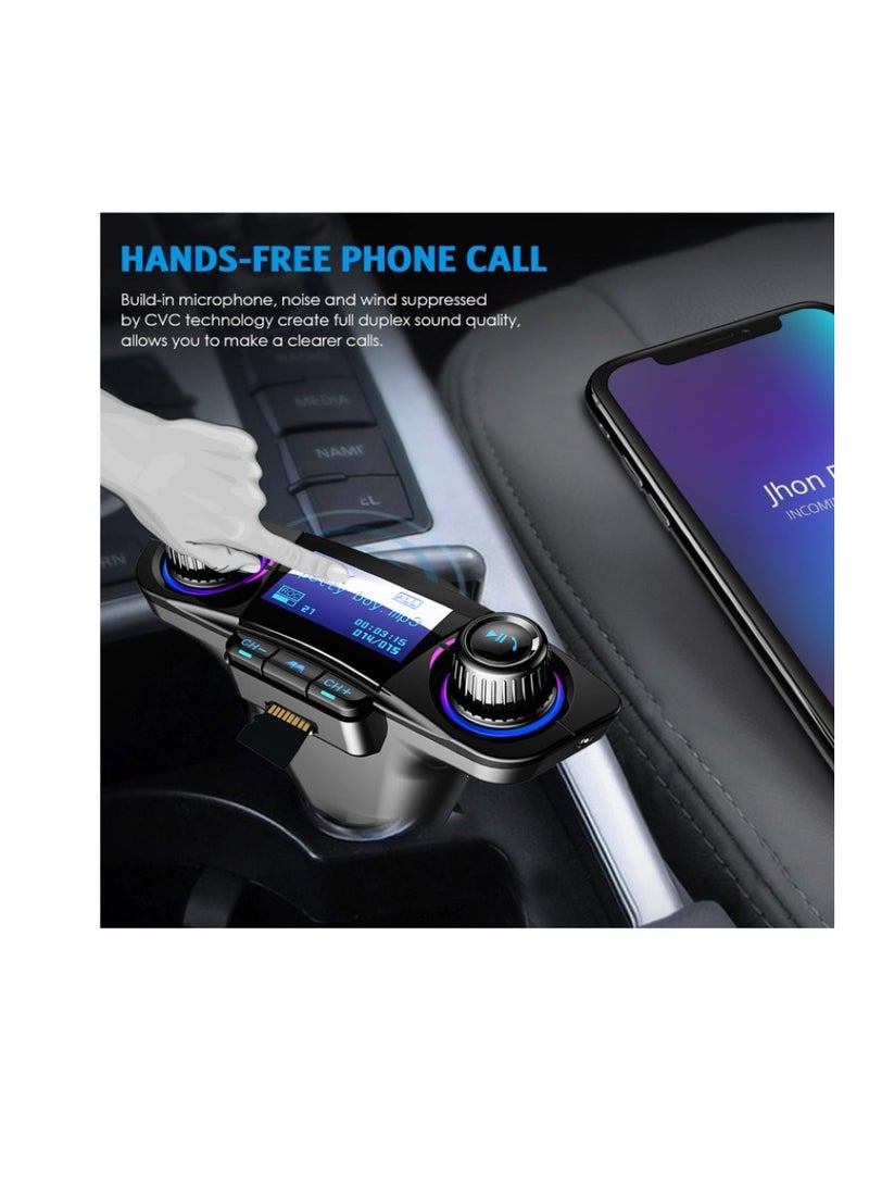 Hands-Free Bluetooth FM Radio Transmitter Dual USB Port MP3 Player Support TF Card and USB Flash Memory - Image 2