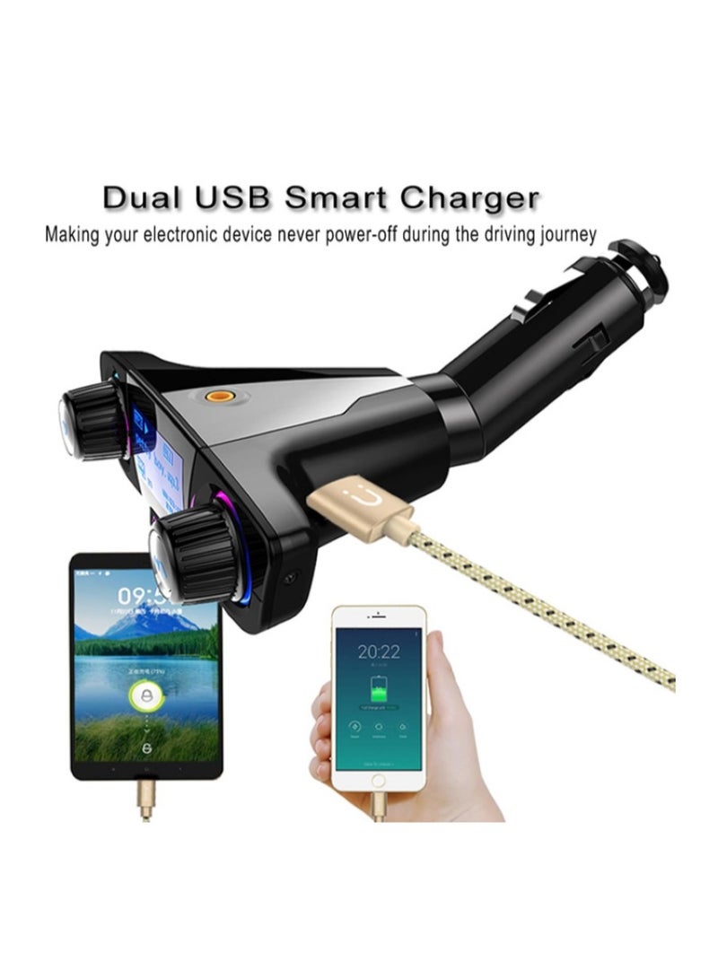 Hands-Free Bluetooth FM Radio Transmitter Dual USB Port MP3 Player Support TF Card and USB Flash Memory - Image 4