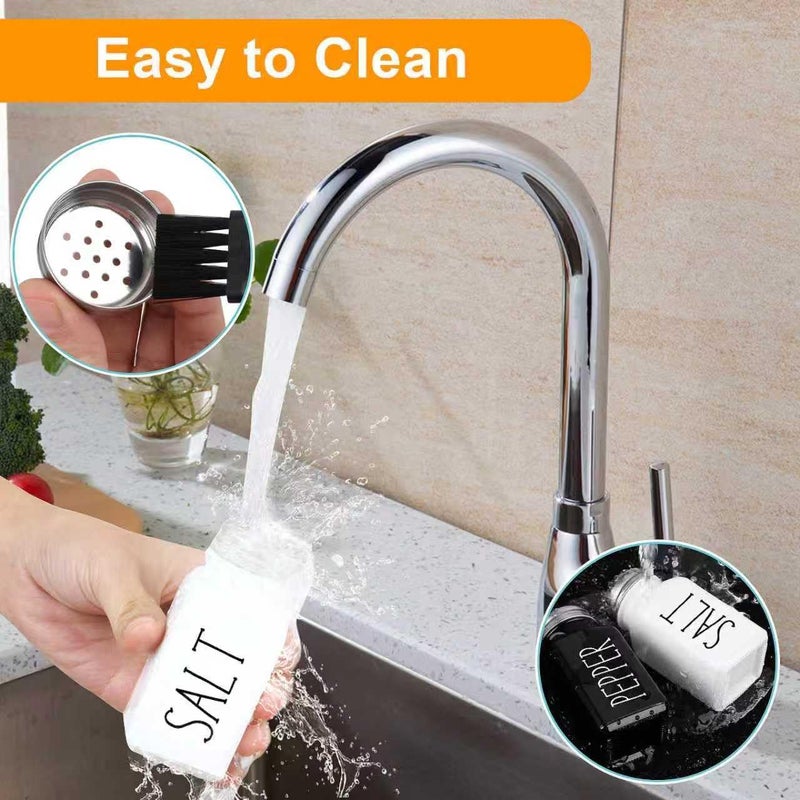 Guirnd Salt And Pepper Shakers Set, Black White Glass Salt Shaker Sets With Stainless Steel Lids, Farmhouse Salt And Pepper Shakers for Cooking, Picnic, Camping, Barbecue, Party-Modern And Cute Kitchen Decor - Image 4
