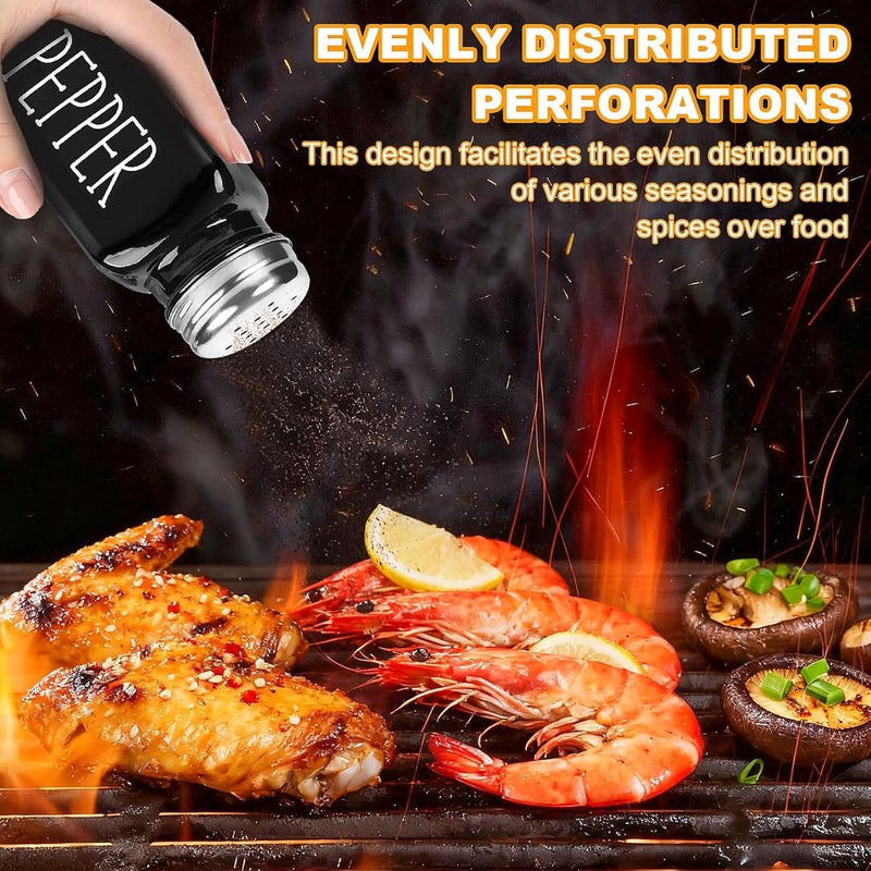 Guirnd Salt And Pepper Shakers Set, Black White Glass Salt Shaker Sets With Stainless Steel Lids, Farmhouse Salt And Pepper Shakers for Cooking, Picnic, Camping, Barbecue, Party-Modern And Cute Kitchen Decor - Image 5