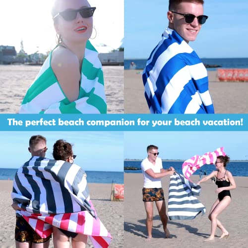 Your Choice Microfiber Quick Dry Sand-Free Beach Towel for Adults & Kids - Oversized, Compact, Lightweight, Absorben - Travel Towel – Blue and White Stripe, Extra Large Beach Towel 67 x35 - Image 5
