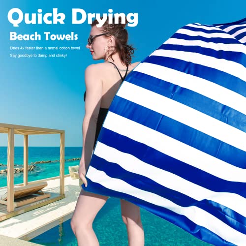 Your Choice Microfiber Quick Dry Sand-Free Beach Towel for Adults & Kids - Oversized, Compact, Lightweight, Absorben - Travel Towel – Blue and White Stripe, Extra Large Beach Towel 67 x35 - Image 3