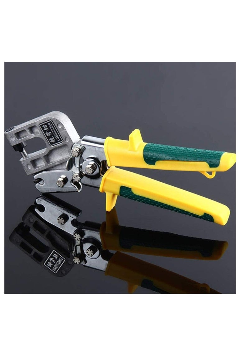 Metal Stud Nailless Crimper Drywall Tools Single Hand Punch Lock Crimper Framing Fastening Crimping Hand Tool for Wire Cable Cutting Crimping Yellow - Image 2