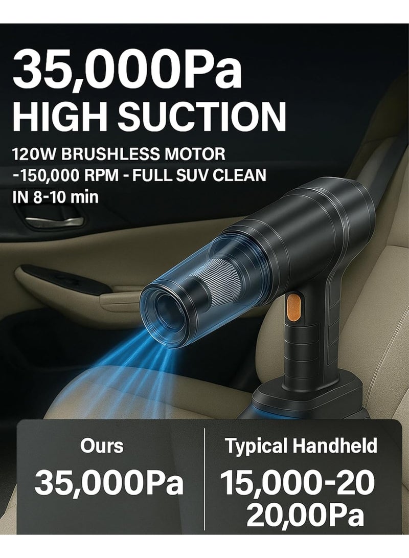 High-power cordless handheld vacuum cleaner, battery operated, 230ml dustbin, 2-brush cleaning kit, rechargeable portable vacuum cleaner for car, suitable for home, pet hair, and keyboard crumbs. - Image 5