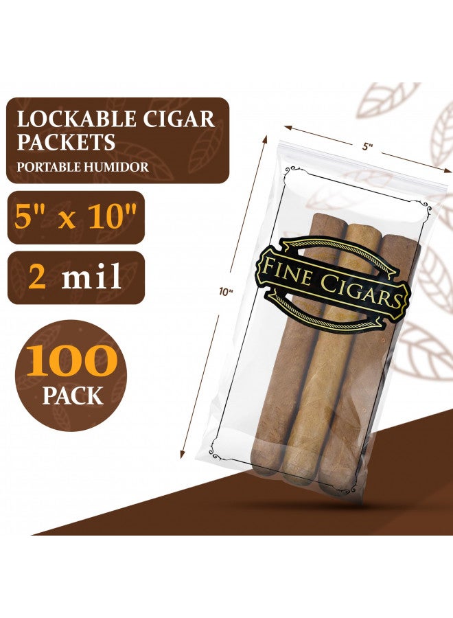 APQ Supply APQ Clear Cigar Bags Plastic, 5 x 10 Inches. 100 Pack Clear Plastic Cigar Bags with Zipper Closure. Durable 2 Mil Cigar Plastic Sleeve. Resealable Cigar Bag for Storing, Packing Cigars - Image 1