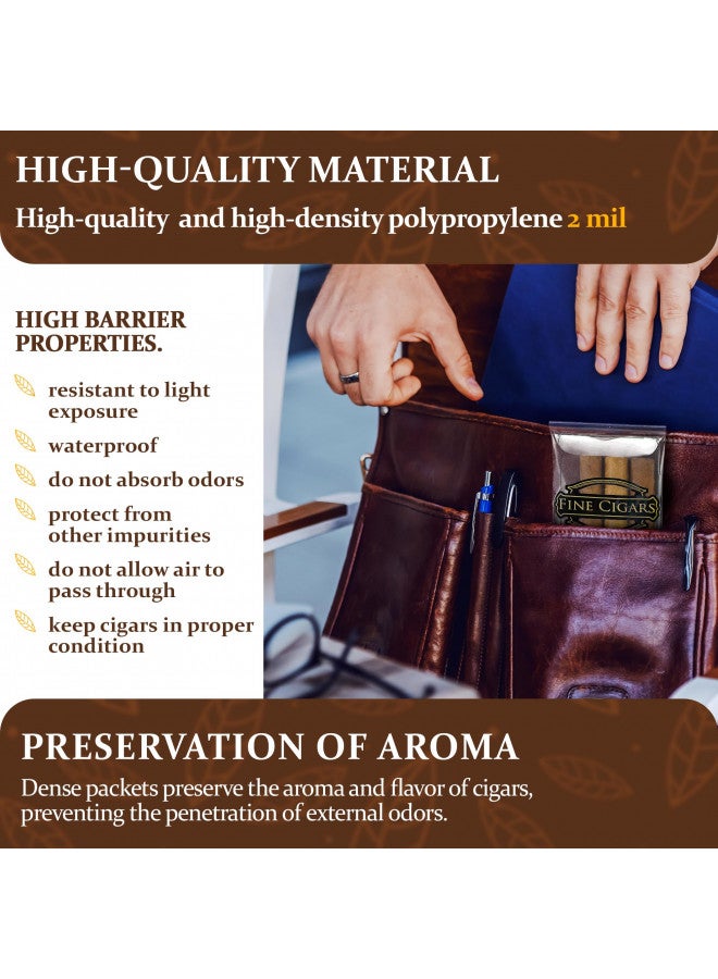 APQ Supply APQ Clear Cigar Bags Plastic, 5 x 10 Inches. 100 Pack Clear Plastic Cigar Bags with Zipper Closure. Durable 2 Mil Cigar Plastic Sleeve. Resealable Cigar Bag for Storing, Packing Cigars - Image 2