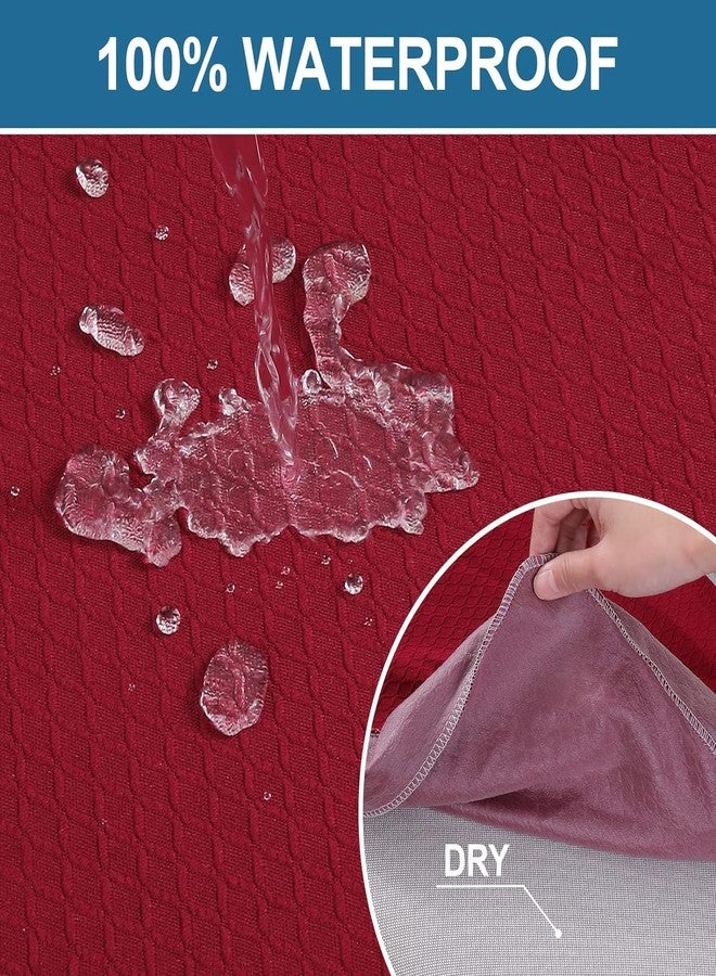 smiry أغطية مقاعد سميري المقاومة للماء لكراسي غرفة الطعام، طقم من 4 قطع، قماش جاكار مطاطي قابل للإزالة والغسل، واقي لمقعد الكرسي، بدون غطاء خلفي، لون أحمر خمري - Image 3