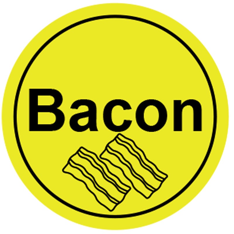 Bacon Stickers Bacon Deli Labels 1 Inch Food Rotation Retail Package Stickers Roll 500 Pcs Adhesive Labels