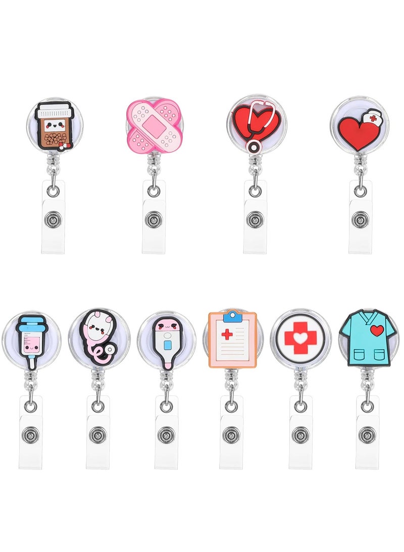 Sylqvxh 10 Pack Nurse Badge Reel Nursing Medical Badge Reels Name ID Holder Retractable Cute Badges Clip Funny Doctor Medical Assistant Nurses Work Accessories - Image 2