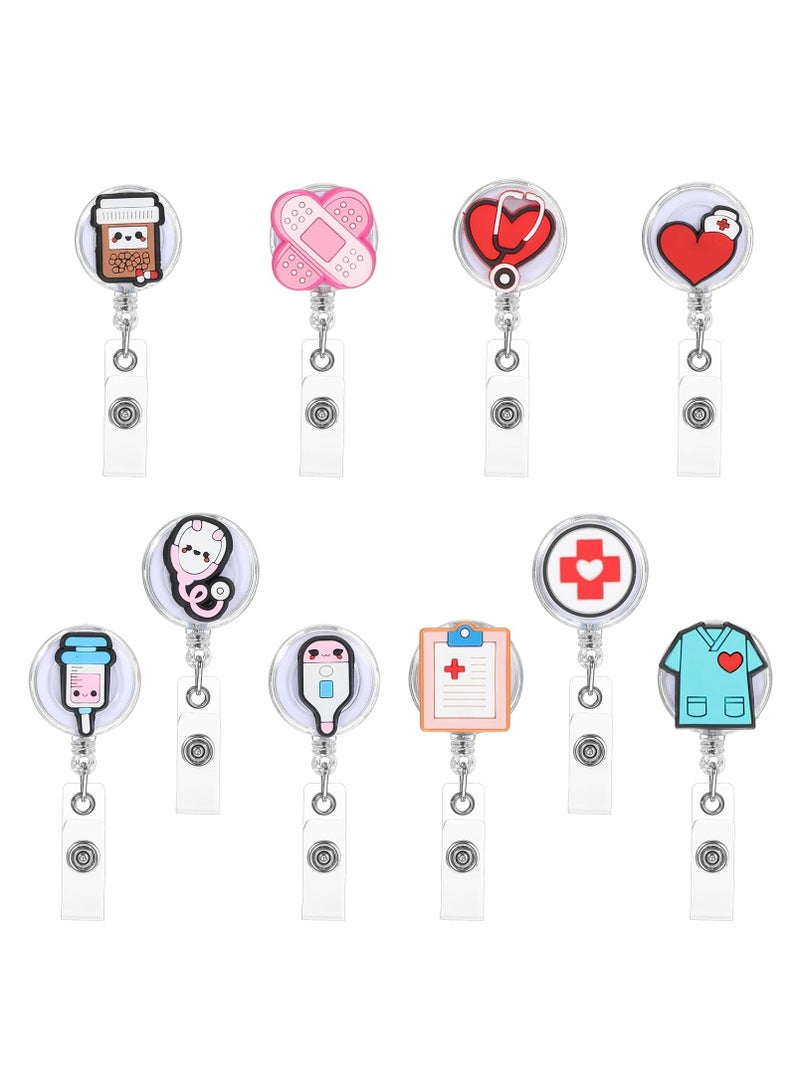 Sylqvxh 10 Pack Nurse Badge Reel Nursing Medical Badge Reels Name ID Holder Retractable Cute Badges Clip Funny Doctor Medical Assistant Nurses Work Accessories - Image 1