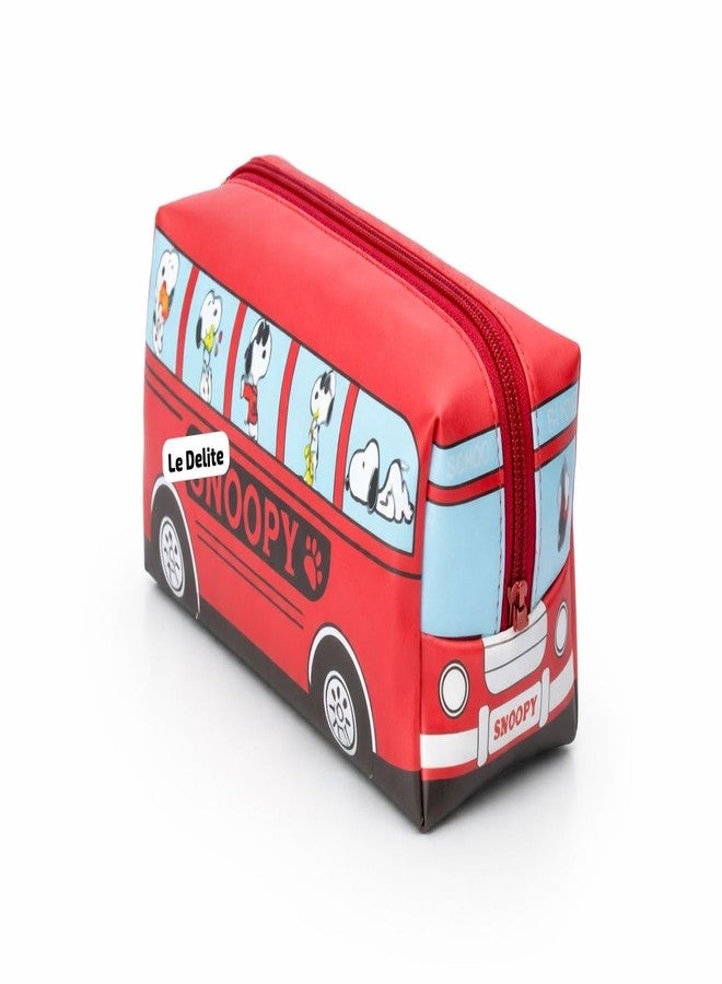 LE DELITE Large Capacity Bus-Shaped Zipper Pouch for Kids | Cute Cartoon Dog Print Travel Organizer | Multi-Purpose Cosmetic Case, Stationery Holder, Toiletry Bag | Durable, Lightweight Storage - Image 2