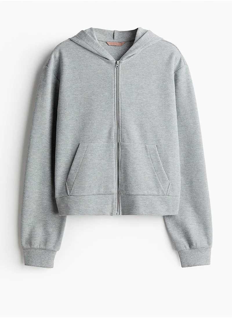 H&M Waffled Zip-Through Hoodie