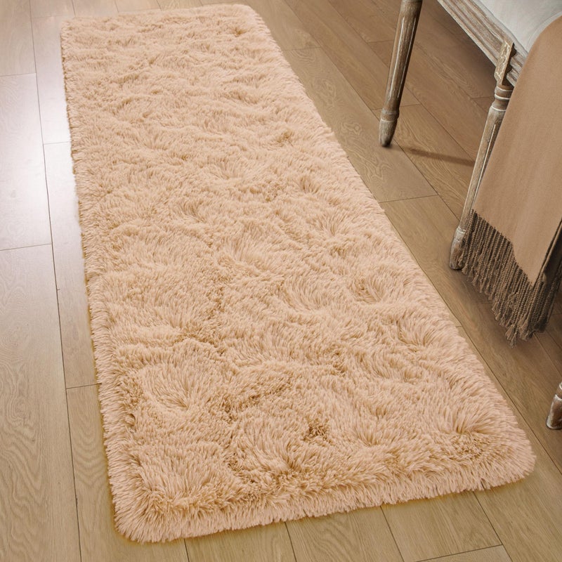 Tepook Soft Runner Rugs for Bedroom 2x6 ft with Rubber Backing  Beige Fluffy Rugs for Living Room  Shag Bedside Rug Fuzzy Plush Carpet for Room  Area Rug for Dorm Nursery Hallway Indoor Home Decor - Image 3