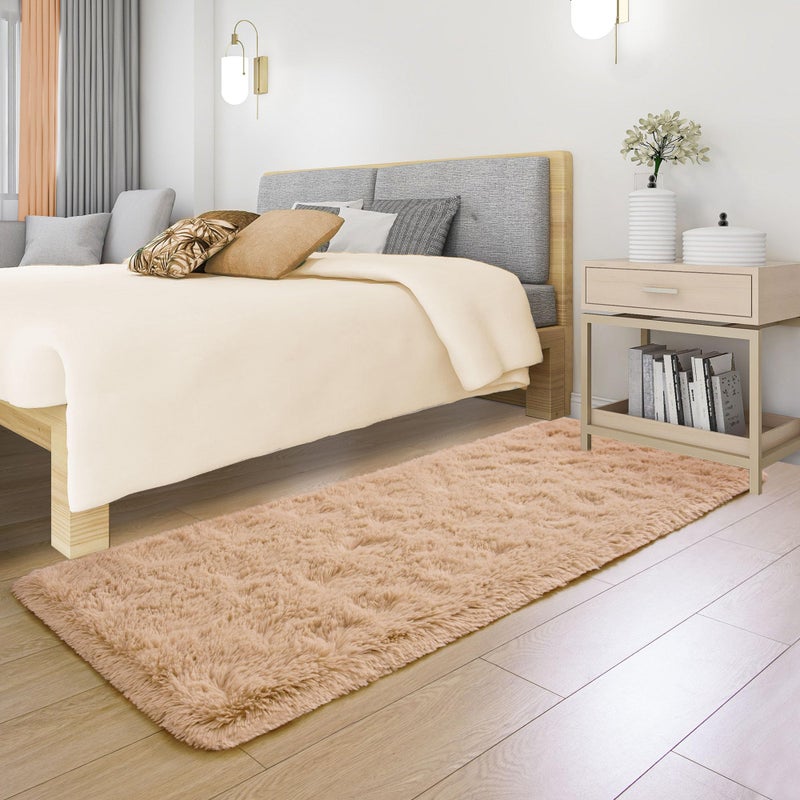 Tepook Soft Runner Rugs for Bedroom 2x6 ft with Rubber Backing  Beige Fluffy Rugs for Living Room  Shag Bedside Rug Fuzzy Plush Carpet for Room  Area Rug for Dorm Nursery Hallway Indoor Home Decor - Image 2