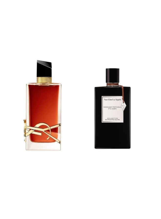 Yves Saint Laurent Unisex fragrance offers: Yves Saint Laurent Libre Le Parfum (90ml) and Van Cleef Patchouli Parfum (75ml). - Image 1