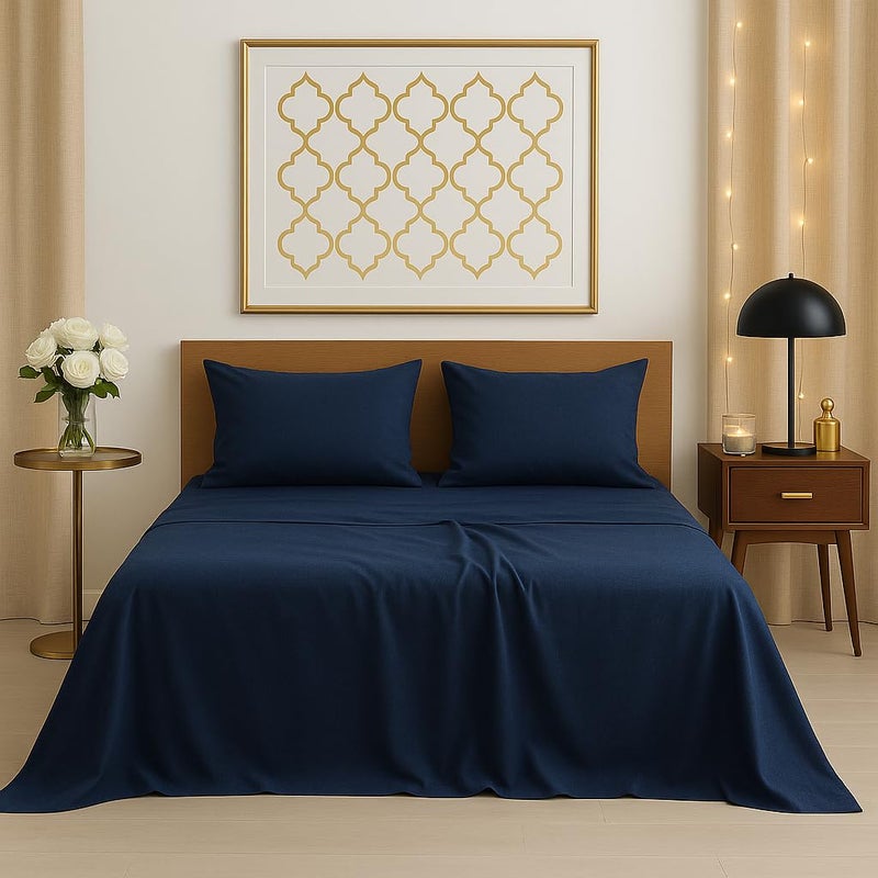Bhoomi Impex Bedsheets for King - 108x108 Inch Bed - Microfiber Plain Navy Blue Solid Bed Sheet Include Pillow Cover, Ultra Soft | for Home, Hotel, Villa, Resort and Guest House - Image 4