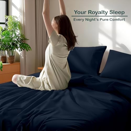 Bhoomi Impex Bedsheets for King - 108x108 Inch Bed - Microfiber Plain Navy Blue Solid Bed Sheet Include Pillow Cover, Ultra Soft | for Home, Hotel, Villa, Resort and Guest House - Image 3