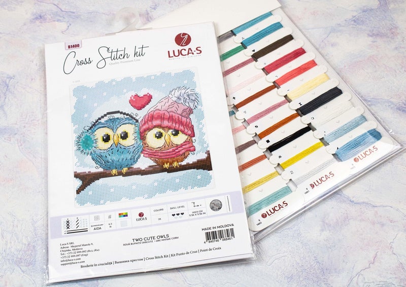 Luca-S Cross Stitch Kit Two Cute Owls B1400 - Image 2