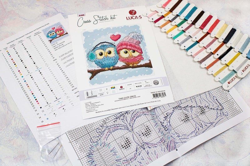 Luca-S Cross Stitch Kit Two Cute Owls B1400 - Image 3