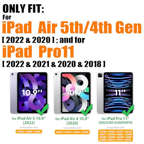 SEYMAC stock Case for iPad Air 5th/4th Generation/Pro 11 (4th/3rd/2nd) with Screen Protector Pen Holder, 360° Rotate Hand Strap/Stand Case for iPad Air 5th/4th Gen 10.9''/ Pro 11'' (Brightblue+Black) - Image 2