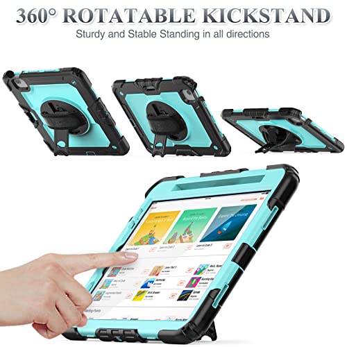 SEYMAC stock Case for iPad Air 5th/4th Generation/Pro 11 (4th/3rd/2nd) with Screen Protector Pen Holder, 360° Rotate Hand Strap/Stand Case for iPad Air 5th/4th Gen 10.9''/ Pro 11'' (Brightblue+Black) - Image 4