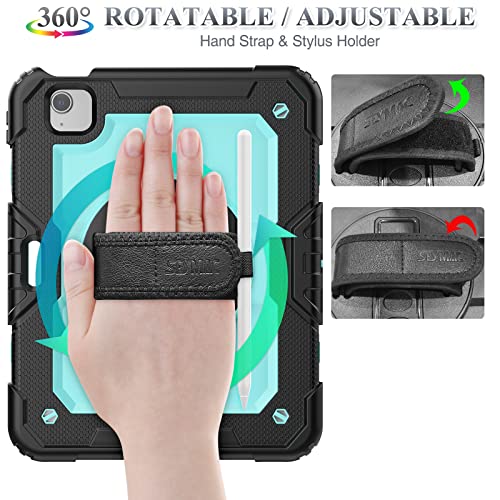 SEYMAC stock Case for iPad Air 5th/4th Generation/Pro 11 (4th/3rd/2nd) with Screen Protector Pen Holder, 360° Rotate Hand Strap/Stand Case for iPad Air 5th/4th Gen 10.9''/ Pro 11'' (Brightblue+Black) - Image 3