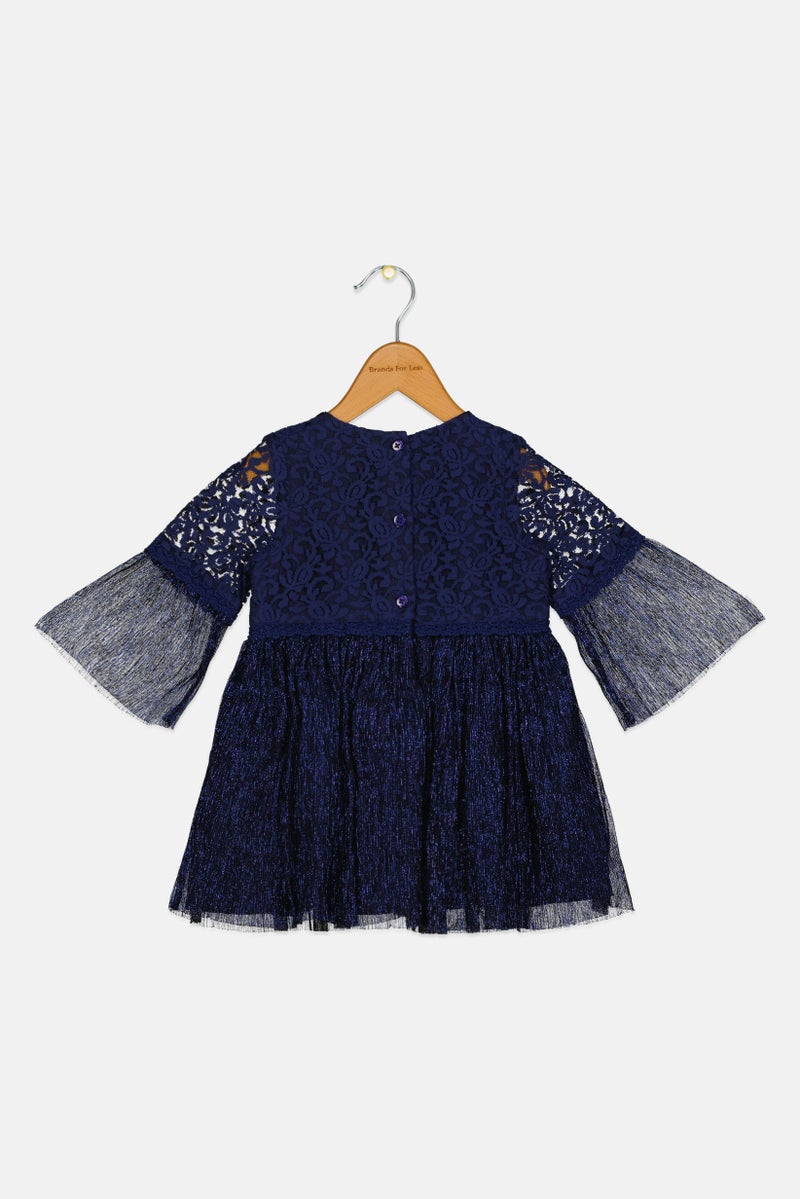 Hamleys Toddlers Girl Metallic Dress, Navy - Image 2