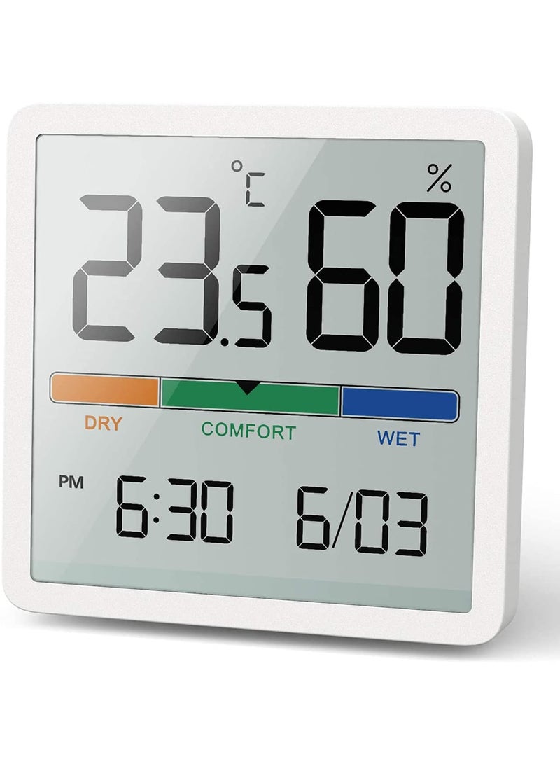 Cobest Digital Hygrometer Indoor Thermometer, Room Humidity Gauge, Accurate Desktop Digital Thermometer with Temperature, Humidity, and Clock - Image 1
