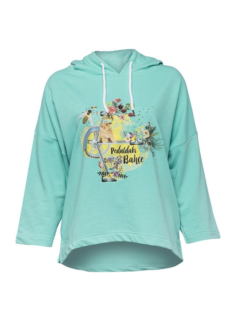 Biggdesign Sweatshirts Hoodie Green Long Sleeve Women's Soft  - Image 1