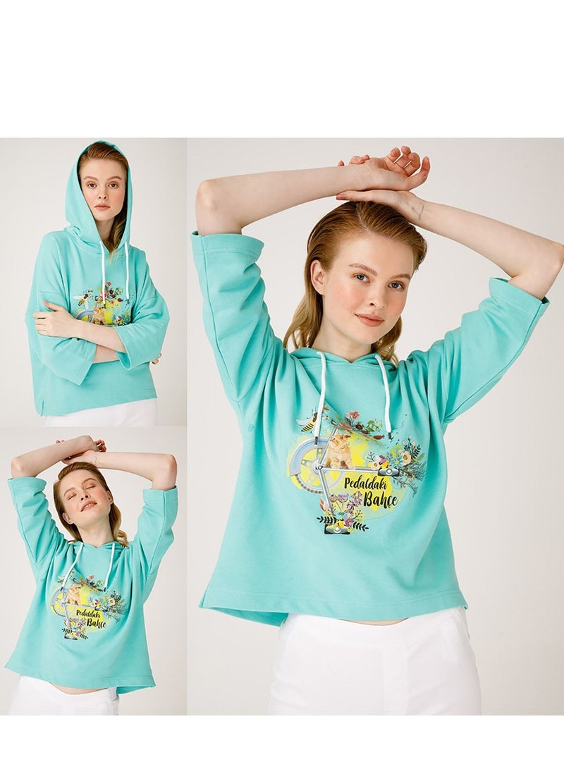 Biggdesign Sweatshirts Hoodie Green Long Sleeve Women's Soft  - Image 4