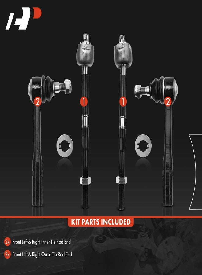 أ-بريميوم طقم أطراف قضبان التوجيه الداخلية والخارجية من A-Premium، مكون من 4 قطع، متوافق مع سيارات مرسيدس بنز S400 موديلات 2010-2013، وS550، وS600، وS63 AMG، وS65 AMG، وCL550، وCL600، وCL63 AMG، وCL65 AMG - Image 2