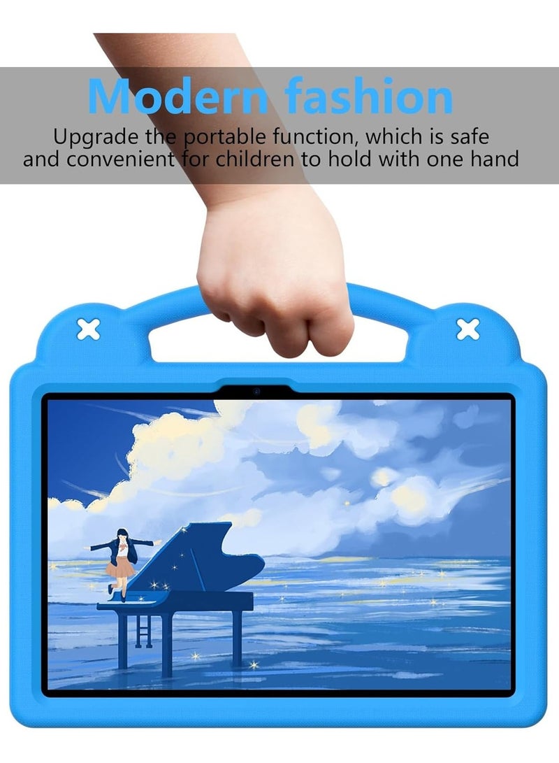 VKL Kids Case Compatible with Infinix Xpad 11 inch (2024) X1101, [Kids Friendly] DIY Cute Cartoon Stickers Lightweight EVA Shockproof Handle Stand Protective Cover (Sky Blue) - Image 2