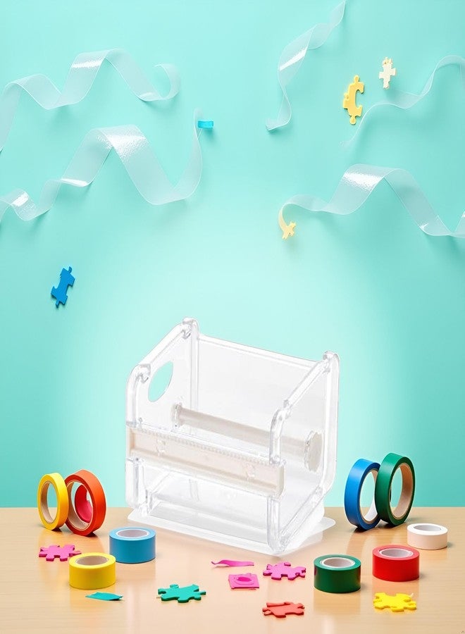 Junfamilee Transparent Visible Packaging Tape Dispenser DIY Sticker Roll Tape Cutter Holder Storage Tape Cutting Multi Tape Dispenser Tape Holder Organizer Desktop Office Tape Holder Washi Tape Dispenser - Image 3