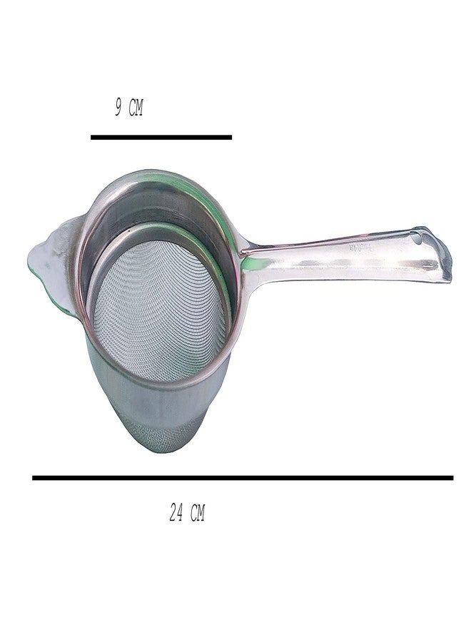 Kitchwish Stainless Steel Tea and Coffee Strainer with Long Handle Durable Mesh Sieve for Kitchen 7cm, 8.5cm, 9.6cm Diameter 20cm, 24cm, 26cm Length Silver, Pack of 3 - Image 5
