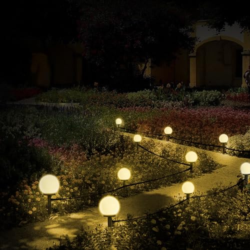 GIGAWATTS GW-500-WW Solar Ground String Lights | 8 Modes Decorative Garden Lamps with 1200mAh Ni-MH Battery & Solar Panel, Waterproof Pathway Lights for Lawn, Driveway, Deck & Sidewalk Décor - Image 1
