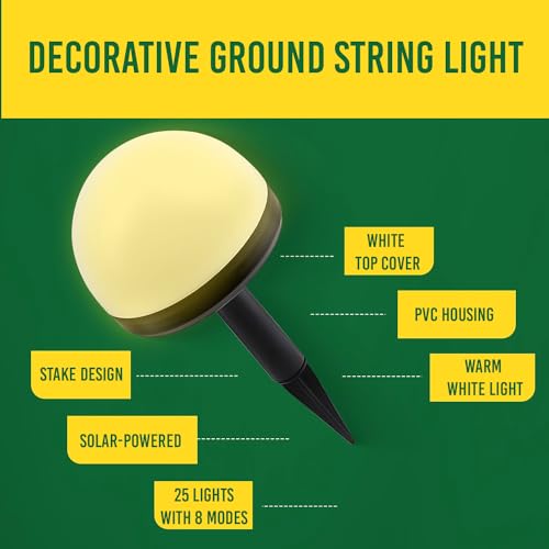 GIGAWATTS GW-500-WW Solar Ground String Lights | 8 Modes Decorative Garden Lamps with 1200mAh Ni-MH Battery & Solar Panel, Waterproof Pathway Lights for Lawn, Driveway, Deck & Sidewalk Décor - Image 5