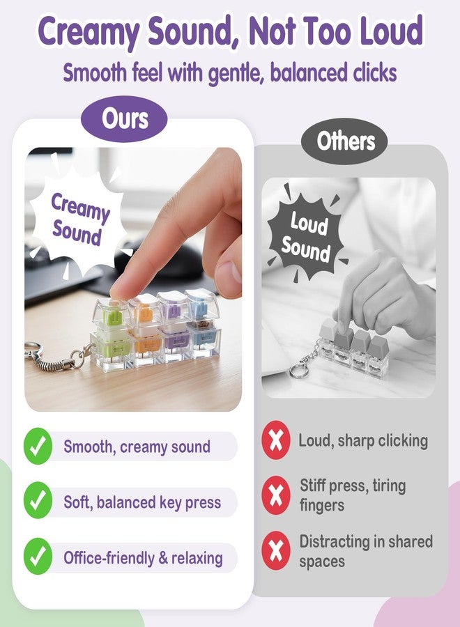 AGIFTMIND Keyboard Fidget Toys for Adults 4-in-1 Cat Shape Creamy Keyboard Fidget Clicker Keychain for Anxiety Stress Relief (Multicolor1, 4IN1-1P) - Image 4