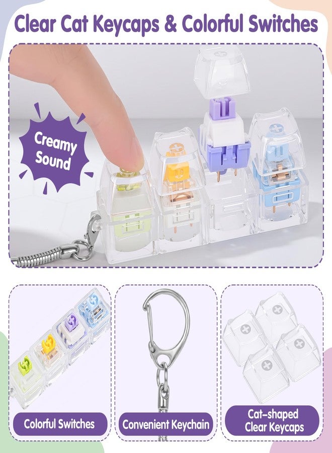 AGIFTMIND Keyboard Fidget Toys for Adults 4-in-1 Cat Shape Creamy Keyboard Fidget Clicker Keychain for Anxiety Stress Relief (Multicolor1, 4IN1-1P) - Image 3