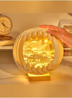 AHAKAC 3D Stereoscopic Paper Carving Table Lamp, Soft Light Eye Protection, Decorative Reading Lamp, Home Decoration Night Light  - Image 2