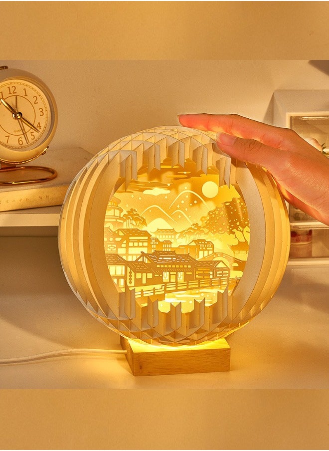 AHAKAC - 3D Stereoscopic Paper Carving Table Lamp, Soft Light Eye Protection, Decorative Reading Lamp, Home Decoration Night Light - Image 1