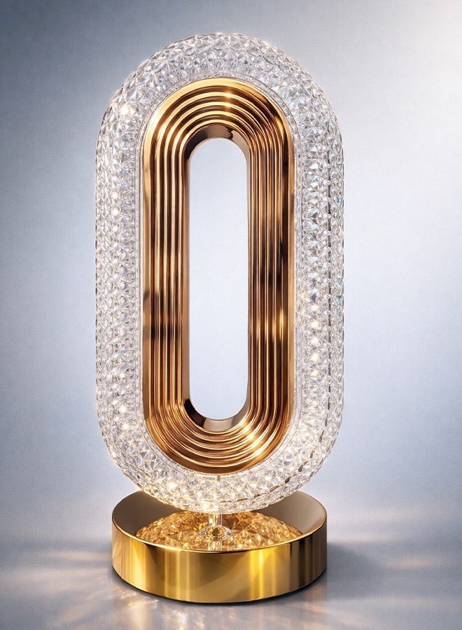 AHAKAC LED Table Lamp - Wireless Touchscreen Desk Lamp - USB Rechargeable - Gold - Image 1