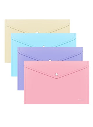 12-Piece Opaque A4 Size Document File With Button Closure Assorted Pastel Colours - view 2