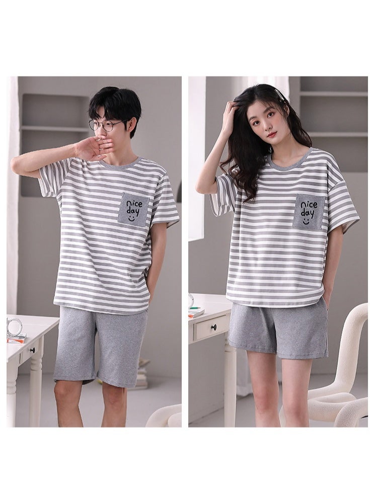 Couple Pajamas Set  Loose Cotton Nightwear Mujer Casual Home Suit Sweet Sleepwear For Women Men Matching Pyjamas - Image 2