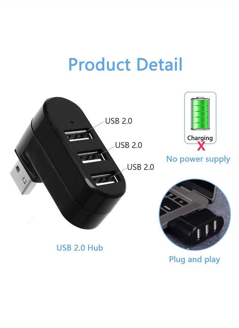Y&D USB Hub,Mini 3 Port Compact Portable Rotatable HUB,USB Hub Dock [90°/180° Degree Rotatable] for Flash Drive Mobile HDD PC Laptop Notebook and More-Black  - Image 5