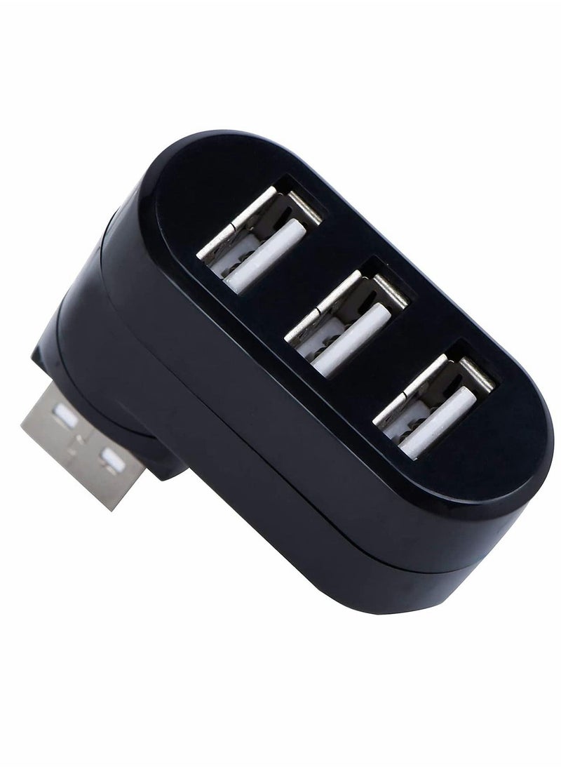 Y&D USB Hub,Mini 3 Port Compact Portable Rotatable HUB,USB Hub Dock [90°/180° Degree Rotatable] for Flash Drive Mobile HDD PC Laptop Notebook and More-Black  - Image 1
